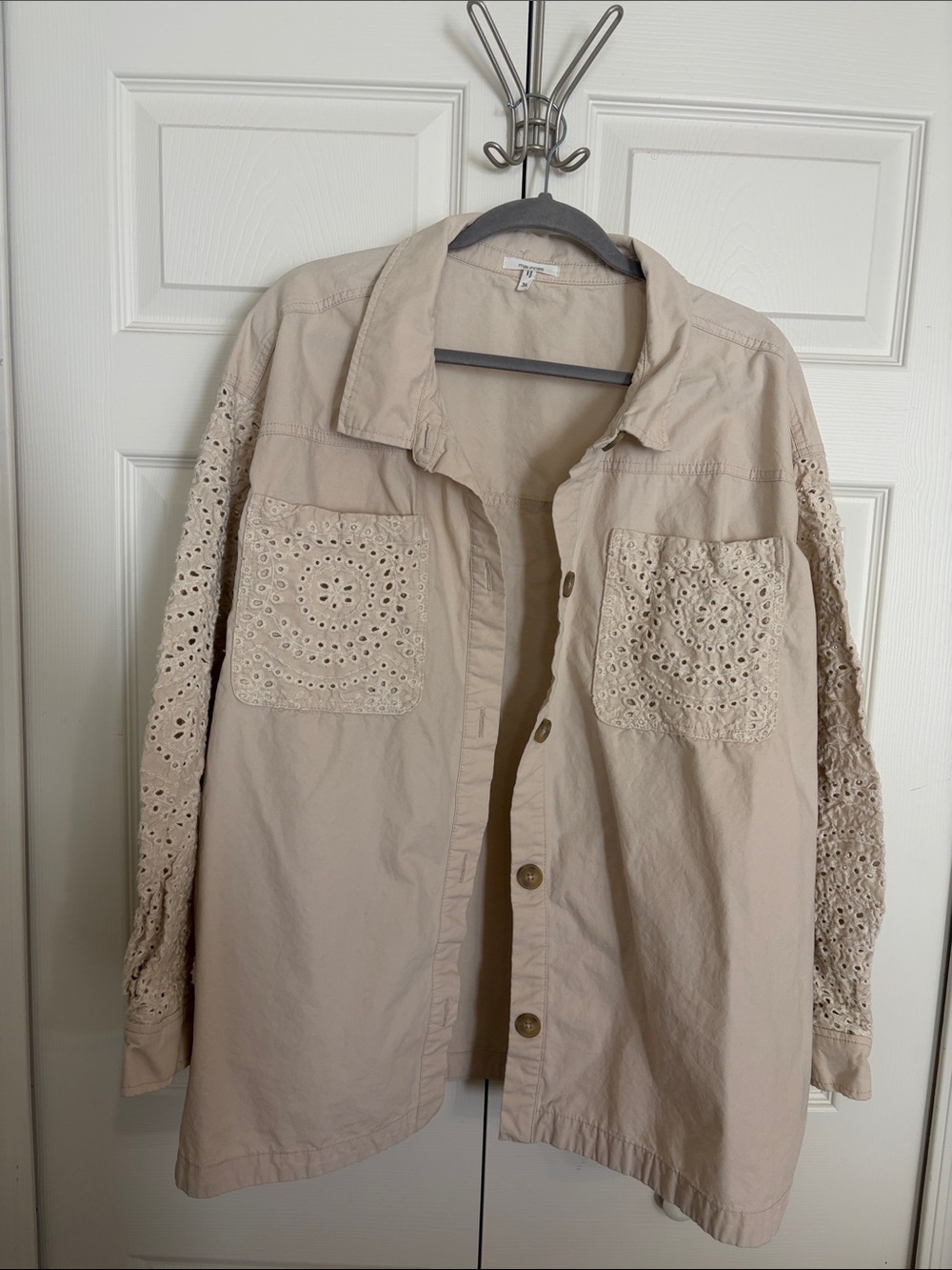 Maurices Light Beige Shirt Jacket with Collar